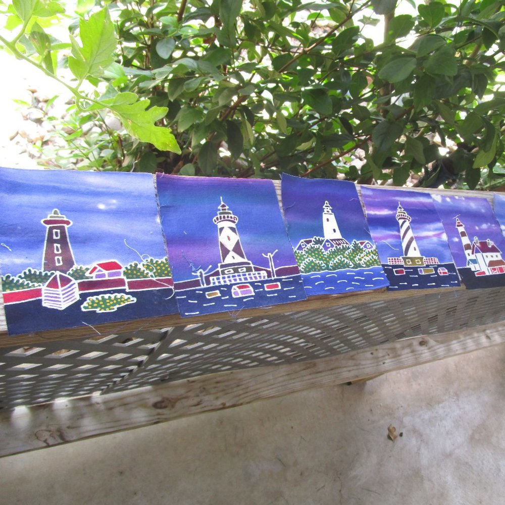 Set of 8 Light House Fabric Squares